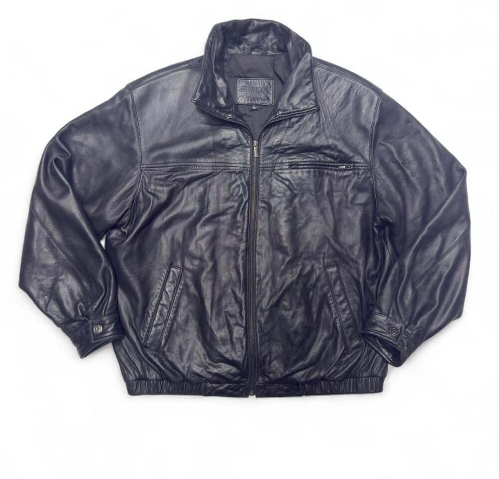Brandini Lamb Leather Jacket Size L Black Bomber